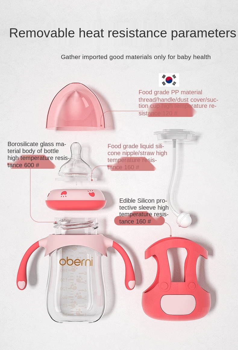 Glass bottle with silicone cover newborn baby bottle