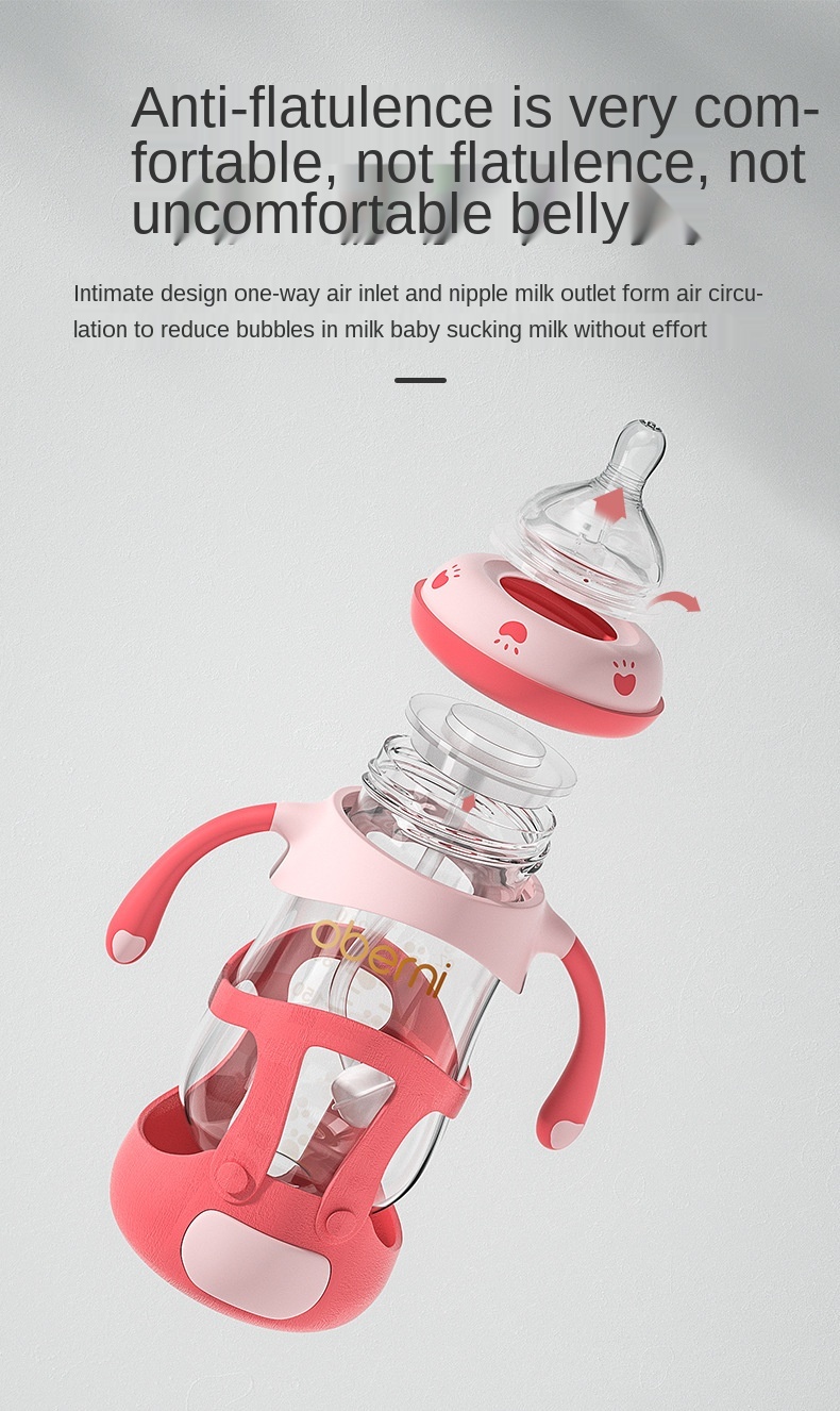 Glass bottle with silicone cover newborn baby bottle