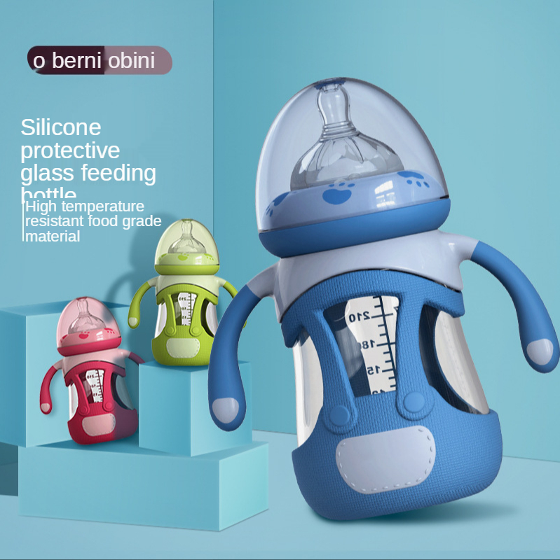 Glass bottle with silicone cover newborn baby bottle