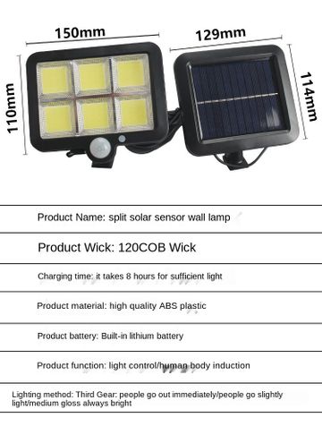 Solar Sensor Lights Outdoor, 98LED 120 COB Split Motion Sensor Wall ...