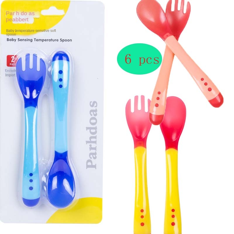 Baby First Stage Baby Spoon Fork, 6pcs, Soft Silicon Baby Spoon Training Baby Spoon Gift Set, Size: One size, Other