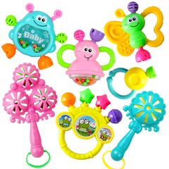 7pcs Baby Rattles Toys Set, Infant Grab Shake Rattle, Early Development Learning Music Toy, Newborn Birthday Gifts for 0-2 years baby coloured 7 pcs