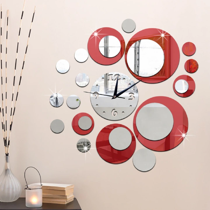 Acrylic Clock Mirrors Style Wall Sticker Removable Decal Vinyl Art Home Decor