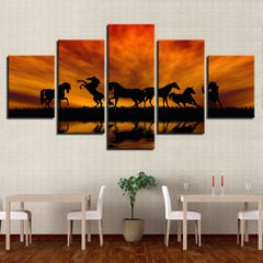 5 Piece/set  horse Picture Canvas Wall Art,Painting Frameless Canvas Prints for Living Room, Ready to Hang Only canvas painting, no frame horse 5pcs/set as picture