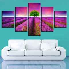 5 Piece Lavender tree  Picture Canvas Wall Art,Painting Canvas Prints for Living Room, Ready to Hang Only painting,no frame 5 pcs/Set as picture