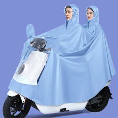 Electric Scooter Raincoat Thickening Men and Women Double Rain Poncho Outdoor Riding Motorcycle Bike Bicycle Rain Coat Blue