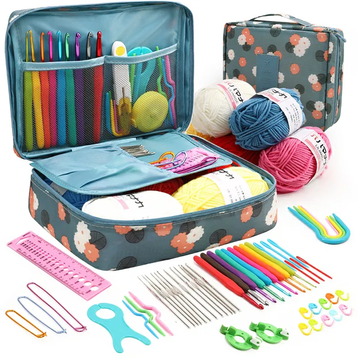 58pcs Wool Crochet Hooks Set Handmade Crafts Knitting Crochet Hooks Needle Yarn Wools Storage Bag DIY Sewing Accessories