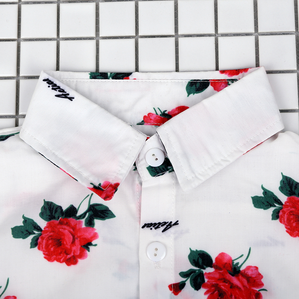 Boys Boutique Clothing Fashion Summer Set Gentleman Print Floral Bow Tie Shirt+Shorts Suits Kids