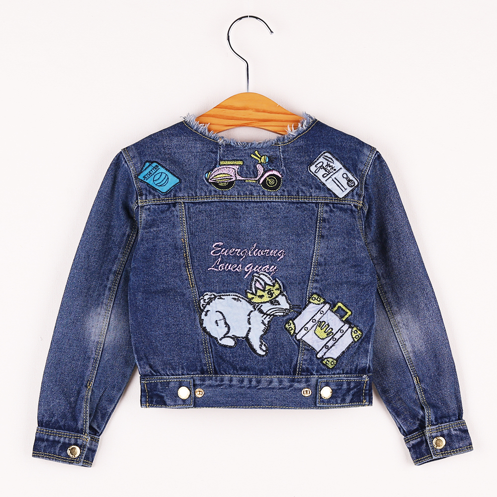 Baby Girls Jackets Coats Cartoon Graffiti Embroidery Kids Denim Jacket Autumn Winter Outerwear