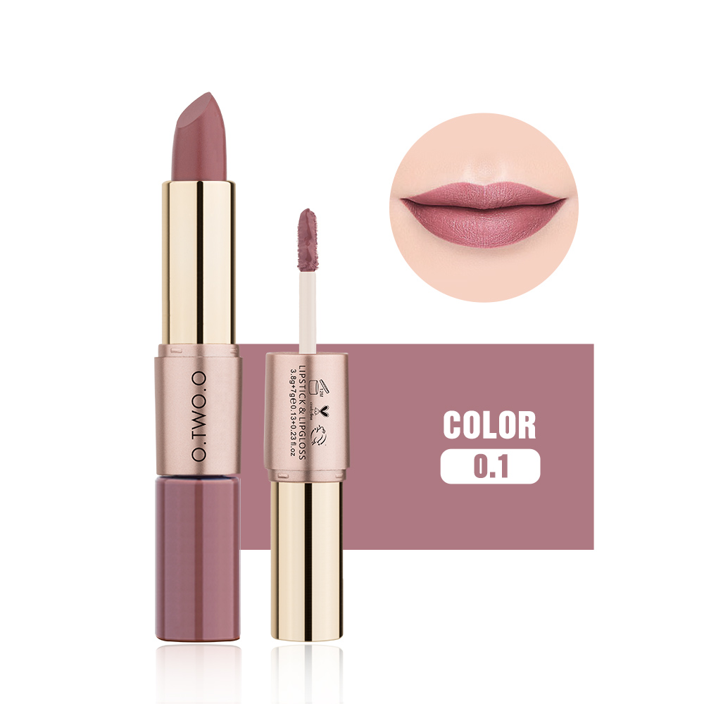 O.TWO.O matte lipstick &amp; lipgloss , 2 in1 waterproof make up new lipsticks long lasting for woman