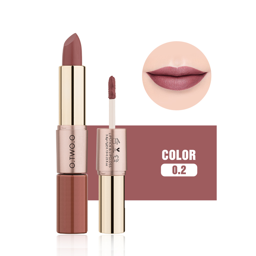 O.TWO.O matte lipstick &amp; lipgloss , 2 in1 waterproof make up new lipsticks long lasting for woman