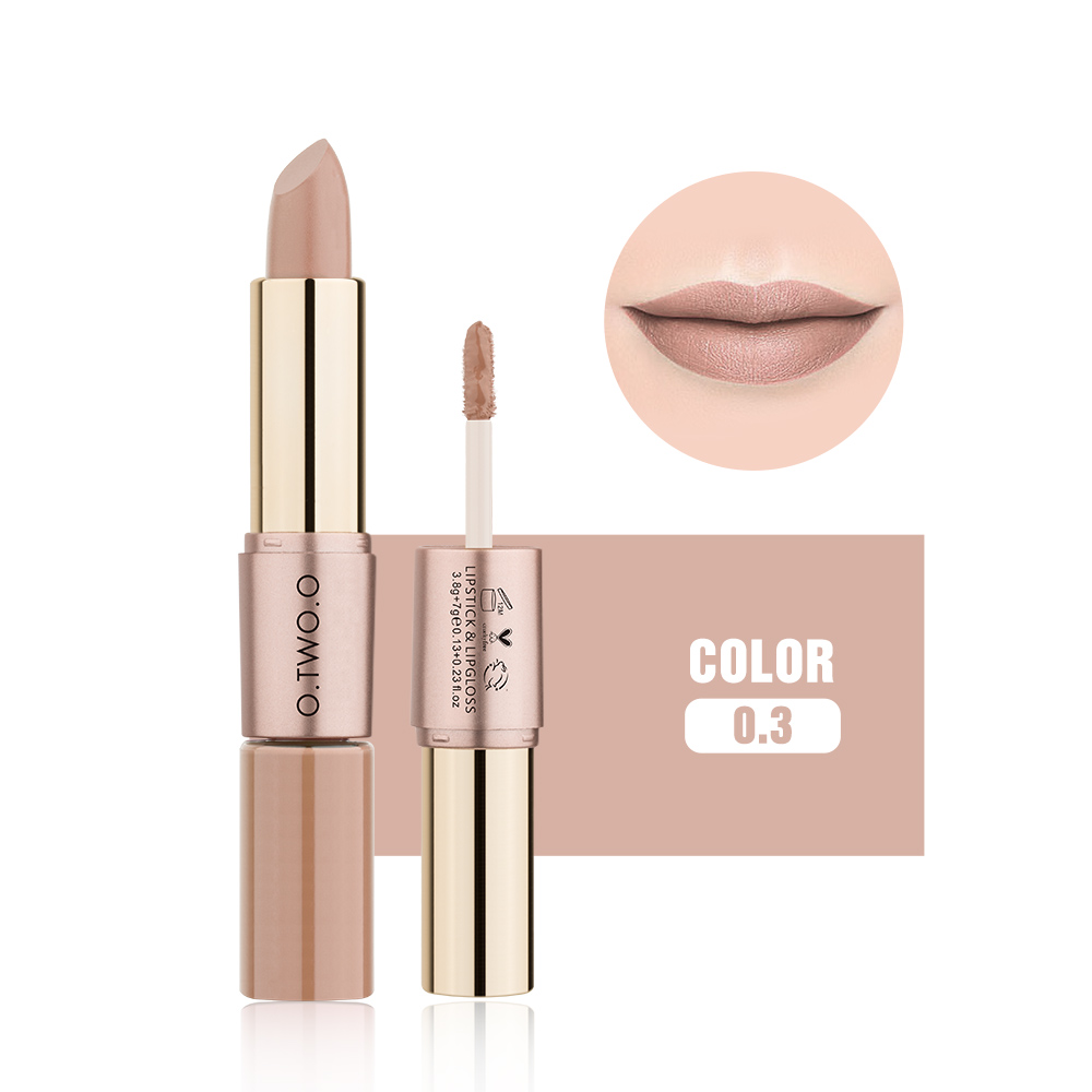 O.TWO.O matte lipstick &amp; lipgloss , 2 in1 waterproof make up new lipsticks long lasting for woman
