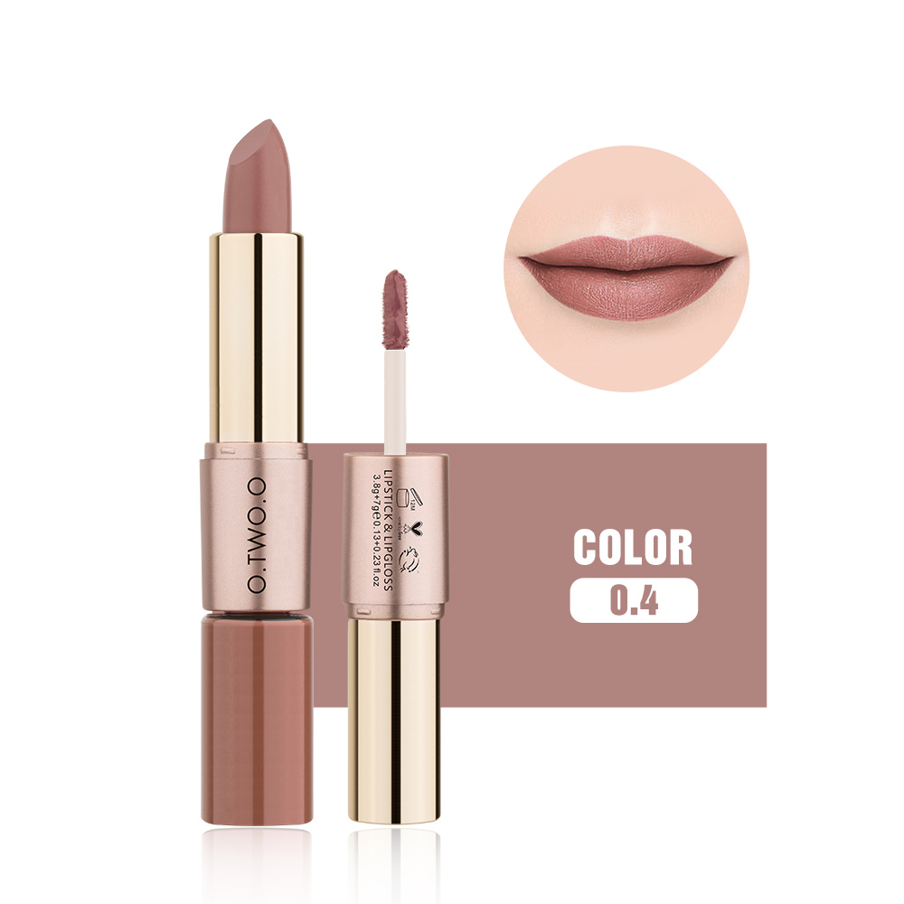 O.TWO.O matte lipstick &amp; lipgloss , 2 in1 waterproof make up new lipsticks long lasting for woman
