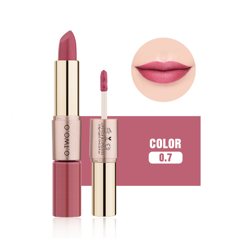 O.TWO.O matte lipstick &amp; lipgloss , 2 in1 waterproof make up new lipsticks long lasting for woman