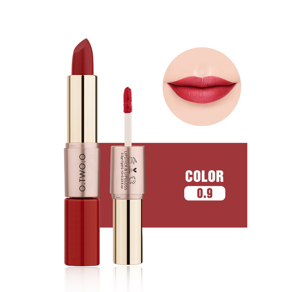 O.TWO.O matte lipstick &amp; lipgloss , 2 in1 waterproof make up new lipsticks long lasting for woman
