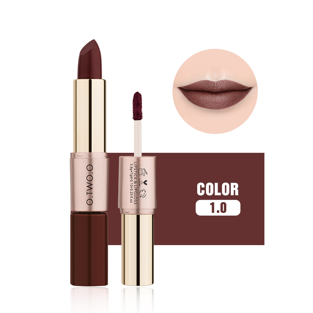 O.TWO.O matte lipstick &amp; lipgloss , 2 in1 waterproof make up new lipsticks long lasting for woman