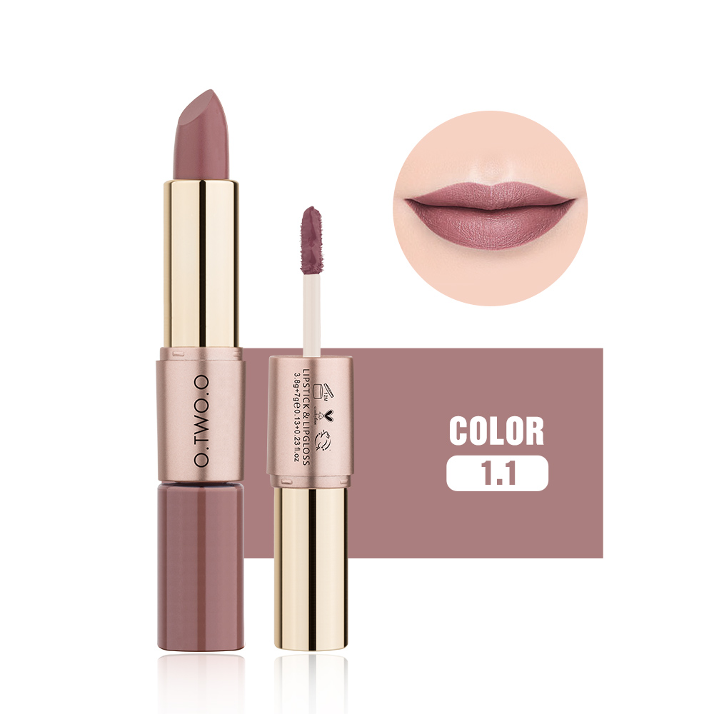 O.TWO.O matte lipstick &amp; lipgloss , 2 in1 waterproof make up new lipsticks long lasting for woman