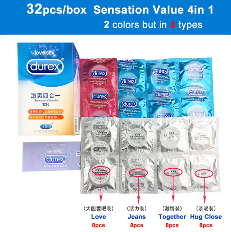 Durex Condom 4 Types 32 Pcs/box Ultra Thin Sex Lubricated Condoms Natural Rubber Latex For Lover/Men