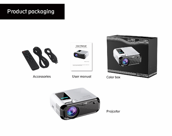 Projector 4500 Lumens LED Mini 720P office home Projector, Portable Movie Android 6 HDMI USB TF VGA