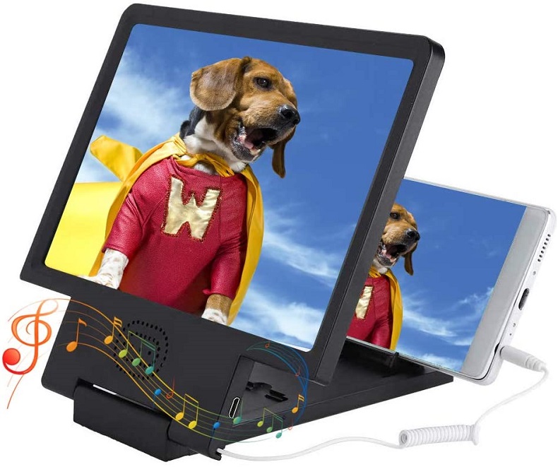 Mobile Phone Screen Magnifier with Speaker Video HD Magnifier Bracket Enlarge Screen for Android IOS