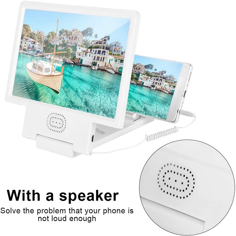 Mobile Phone Screen Magnifier with Speaker Video HD Magnifier Bracket Enlarge Screen for Android IOS