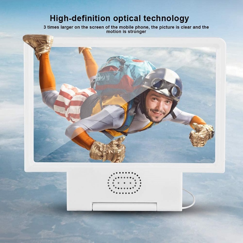 Mobile Phone Screen Magnifier with Speaker Video HD Magnifier Bracket Enlarge Screen for Android IOS