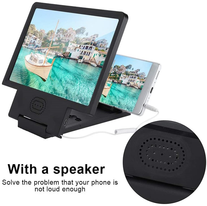 Mobile Phone Screen Magnifier with Speaker Video HD Magnifier Bracket Enlarge Screen for Android IOS