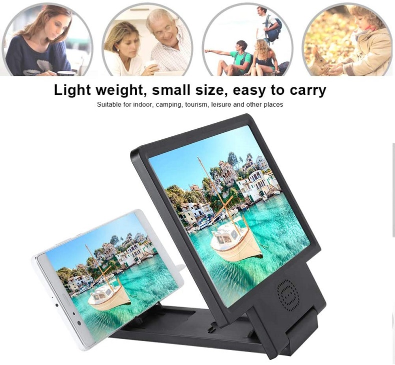 Mobile Phone Screen Magnifier with Speaker Video HD Magnifier Bracket Enlarge Screen for Android IOS