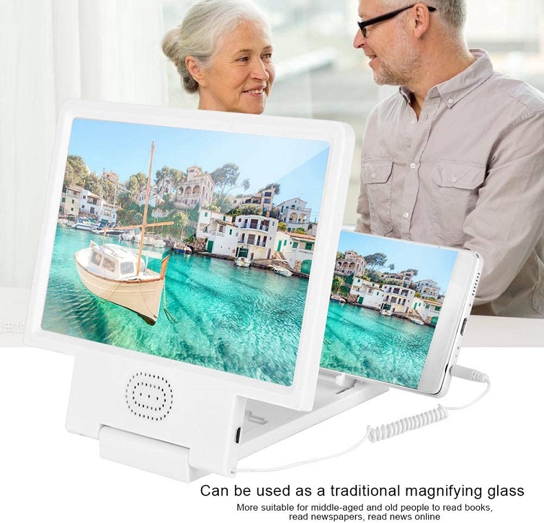 Mobile Phone Screen Magnifier with Speaker Video HD Magnifier Bracket Enlarge Screen for Android IOS