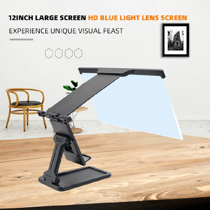 12 inch Screen Magnifier 3D HD Cell Phone Screen Amplifier with Adjustable Clamp Lazy Phone Holder