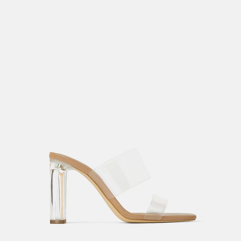 Fashion high heels sexy transparent toe sandals transparent high heels slippers ladies heel shoes