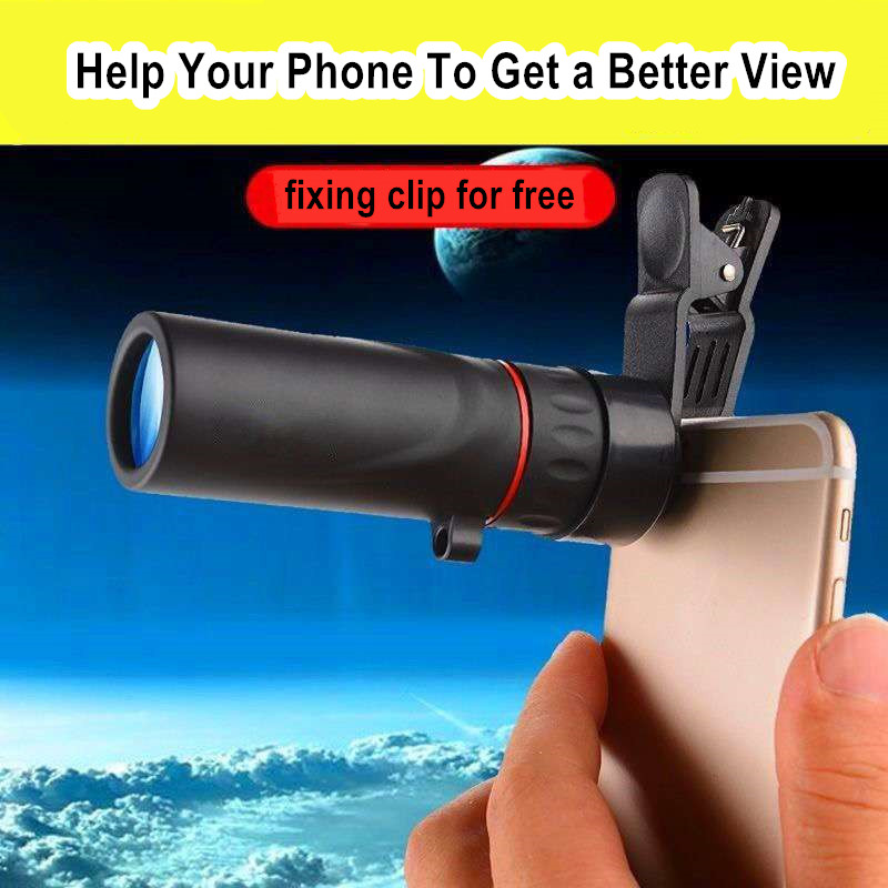 Mini HD Monocular Telescopes Waterproof Universal Clip on 10X Zoom for ipad iphone ,android phones
