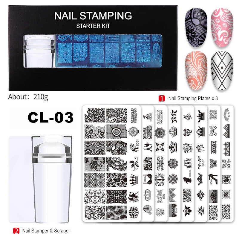 Generic 10Pcs/Set Nail Stamping Plates With Silicone Clear Stamper And Multiple Nail Art Pattern DIY