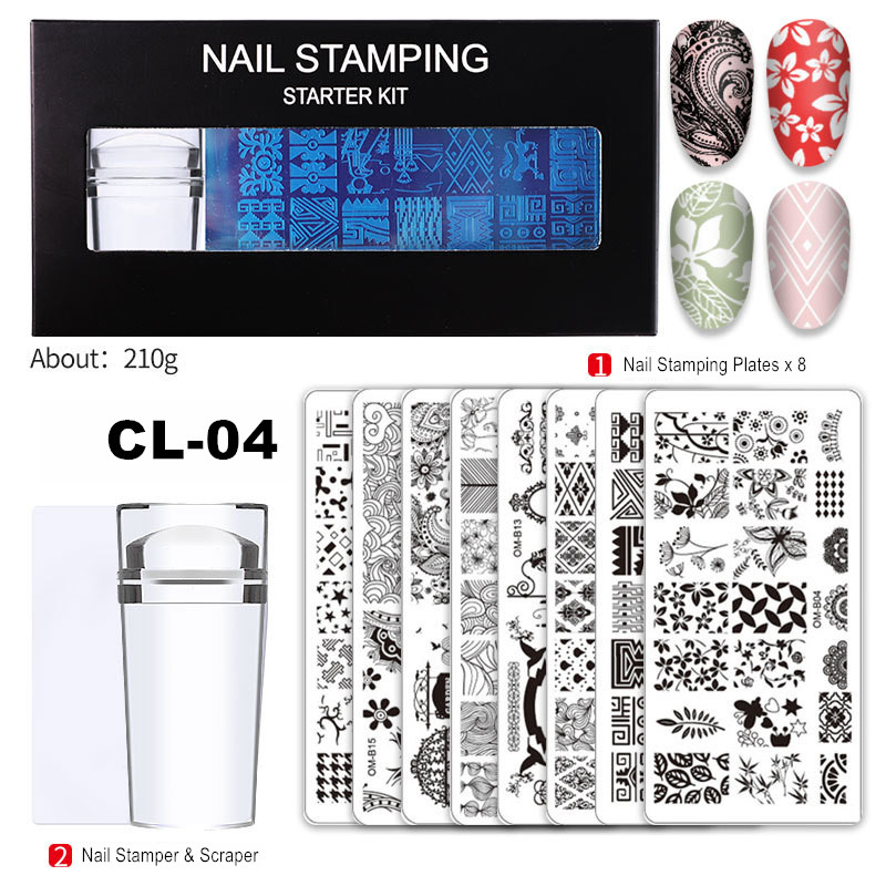 Generic 10Pcs/Set Nail Stamping Plates With Silicone Clear Stamper And Multiple Nail Art Pattern DIY