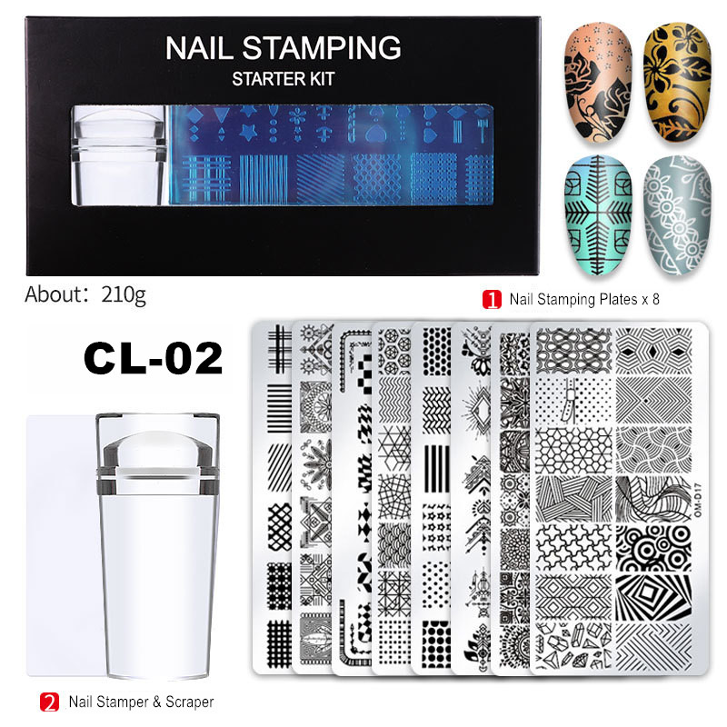 Generic 10Pcs/Set Nail Stamping Plates With Silicone Clear Stamper And Multiple Nail Art Pattern DIY