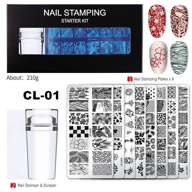 Generic 10Pcs/Set Nail Stamping Plates With Silicone Clear Stamper And Multiple Nail Art Pattern DIY