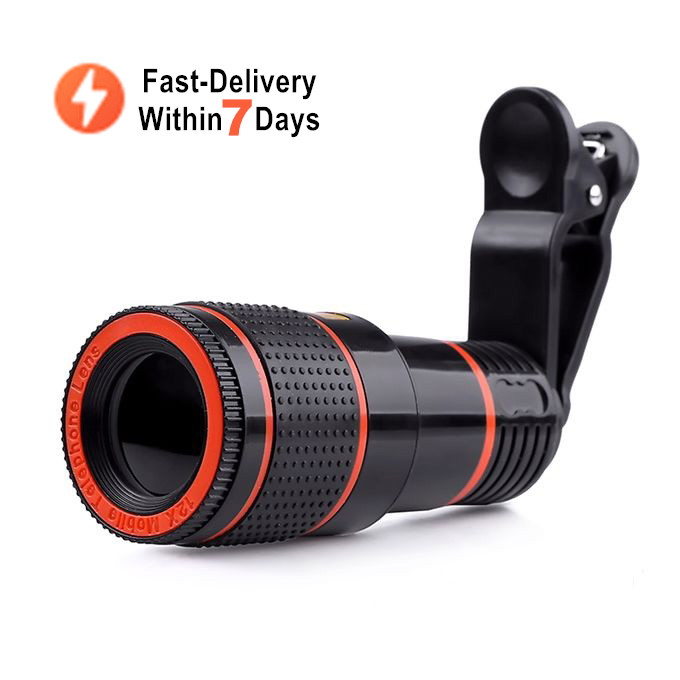 External Phone Camera Mobile Lenses 12X Zoom Long Focus Telescope Lens for Phones Iphone Tablet Ipad