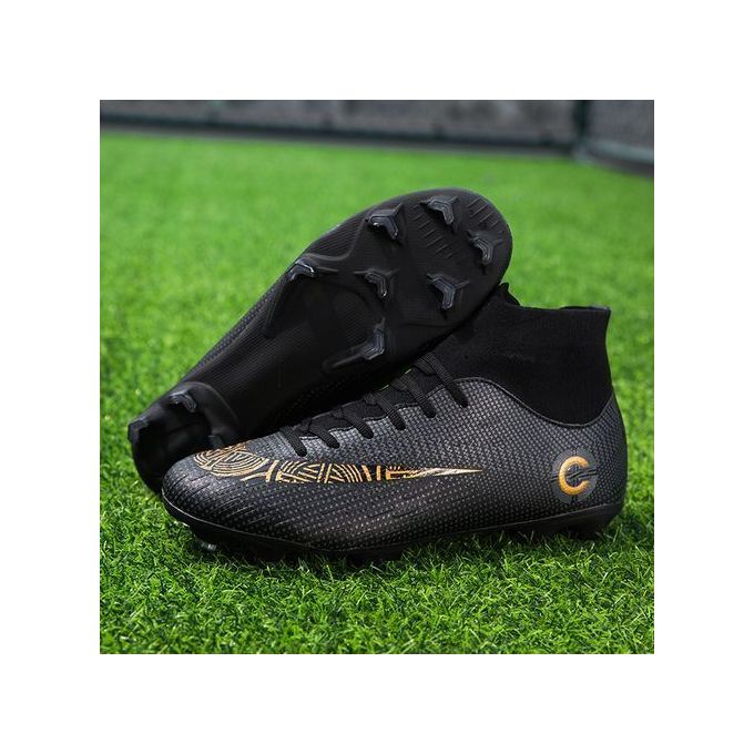 New Arrivals Kids and Men Football Boots Non-slip Light Sport Shoes Outdoor Footwear Sneakers Soccer Shoes Black Color