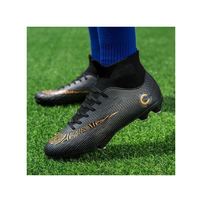 New Arrivals Kids and Men Football Boots Non-slip Light Sport Shoes Outdoor Footwear Sneakers Soccer Shoes Black Color