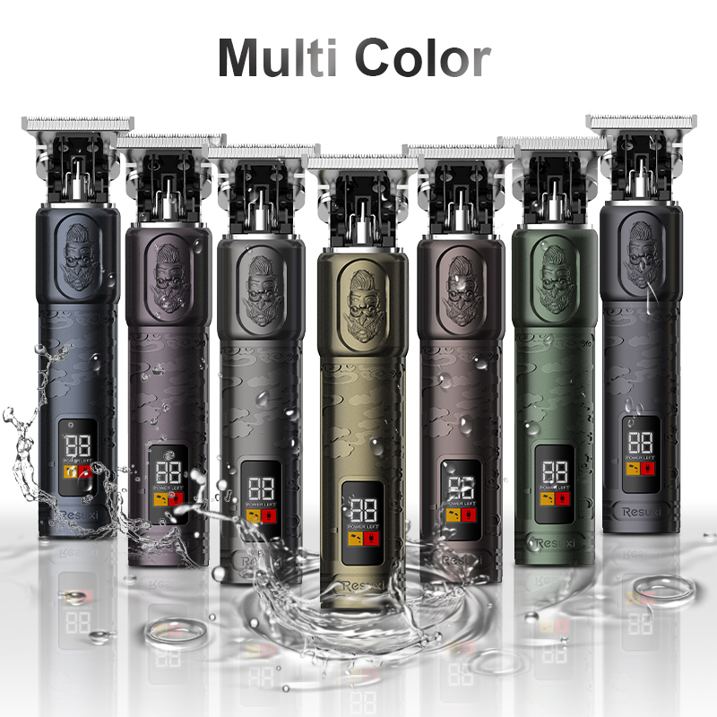 RESUXI JM711 Professional Rechargeable barber waterproof brand Hair styling Cordless custom cordless hair trimmer with LCD display