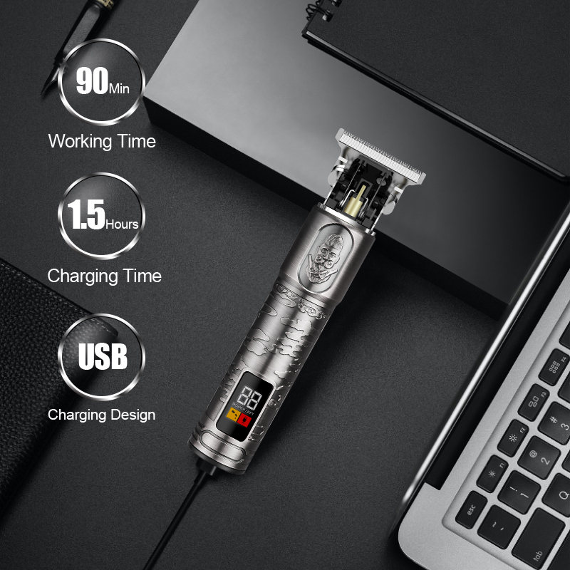 RESUXI JM711 Professional Rechargeable barber waterproof brand Hair styling Cordless custom cordless hair trimmer with LCD display