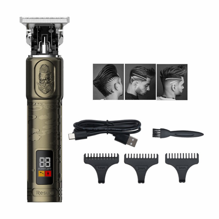 RESUXI JM711 Professional Rechargeable barber waterproof brand Hair styling Cordless custom cordless hair trimmer with LCD display