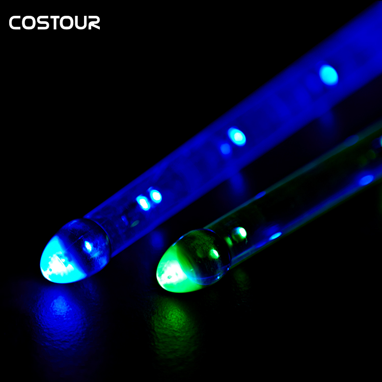 Multi Color Luminous Drum Stick 5A LED Light up with Switch USB Rechargeable Drumsticks