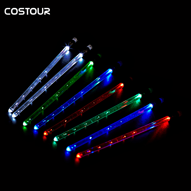 Multi Color Luminous Drum Stick 5A LED Light up with Switch USB Rechargeable Drumsticks