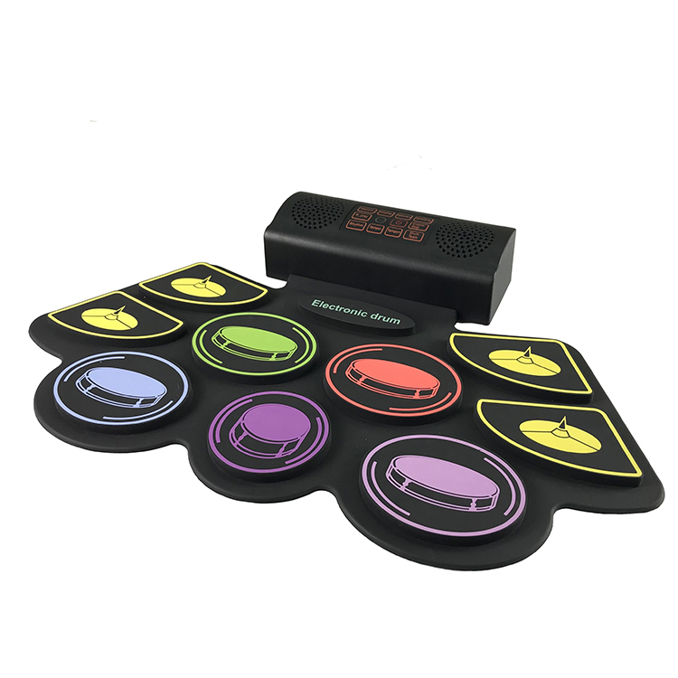 New style electronic drum roll up with 9 drum pads usb midi play DTX game Folding silicone midi usb roll up drum kit entertaining toy for beginners