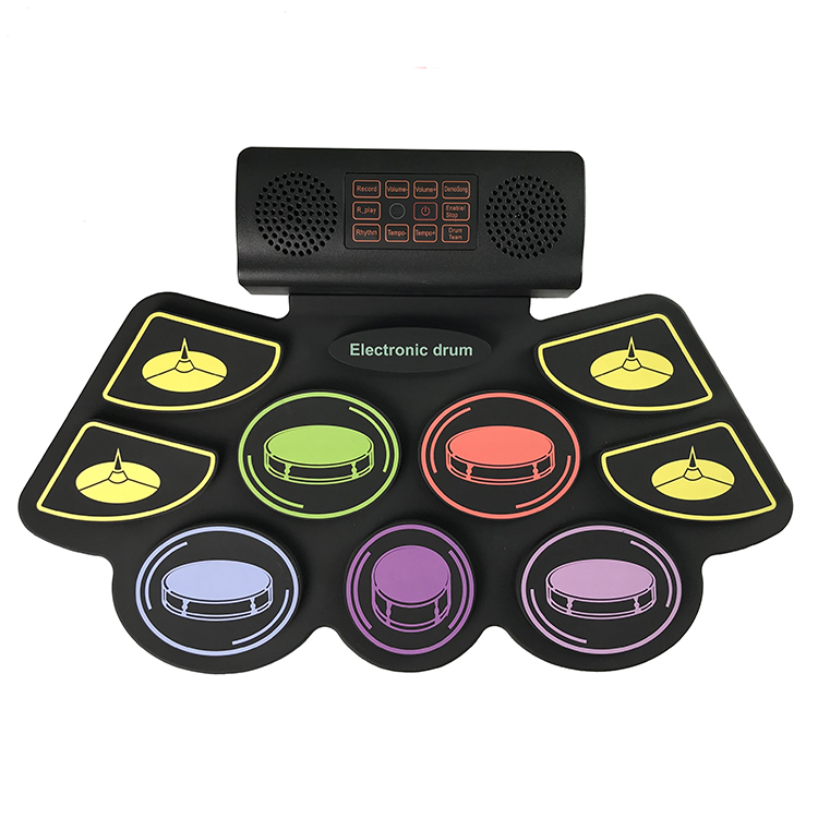 New style electronic drum roll up with 9 drum pads usb midi play DTX game Folding silicone midi usb roll up drum kit entertaining toy for beginners
