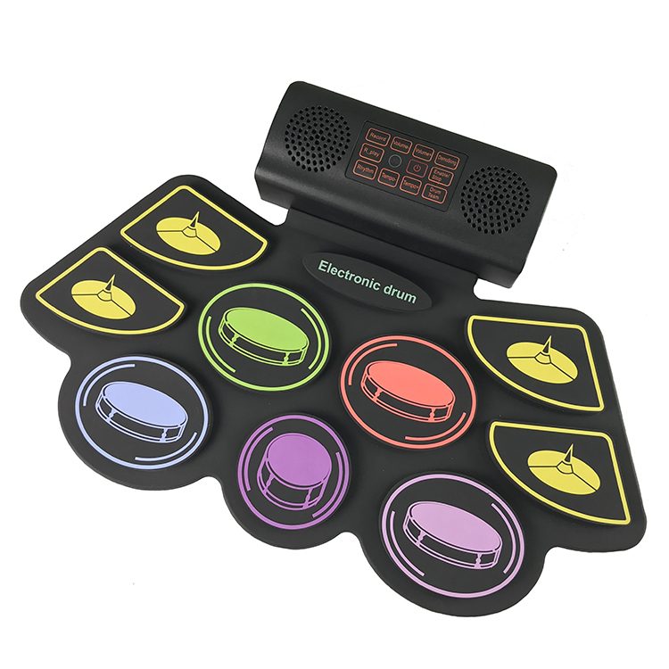 New style electronic drum roll up with 9 drum pads usb midi play DTX game Folding silicone midi usb roll up drum kit entertaining toy for beginners