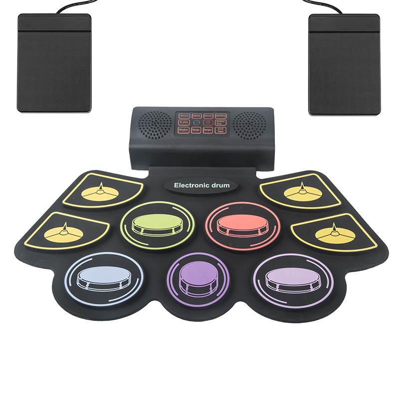 New style electronic drum roll up with 9 drum pads usb midi play DTX game Folding silicone midi usb roll up drum kit entertaining toy for beginners