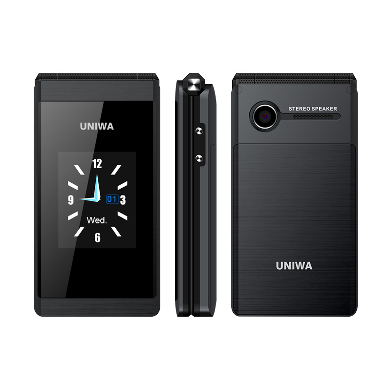 Unlock Cell Phone UNIWA X28 2.8/1.77 Inch Dual Screen SOS Function Big Button Flip Mobile Phone Sucessful Business Man's Choice