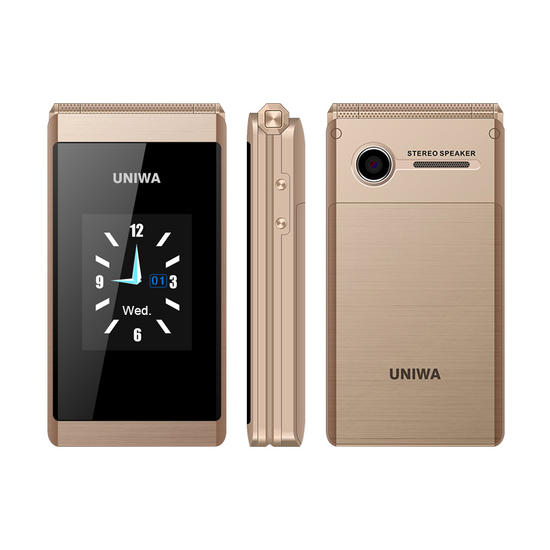 Unlock Cell Phone UNIWA X28 2.8/1.77 Inch Dual Screen SOS Function Big Button Flip Mobile Phone Sucessful Business Man's Choice